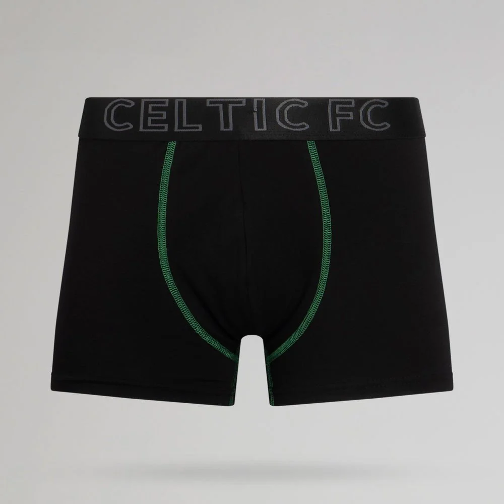 Celtic Adult 2 Pack Green and Black Boxer Shorts - Image 5